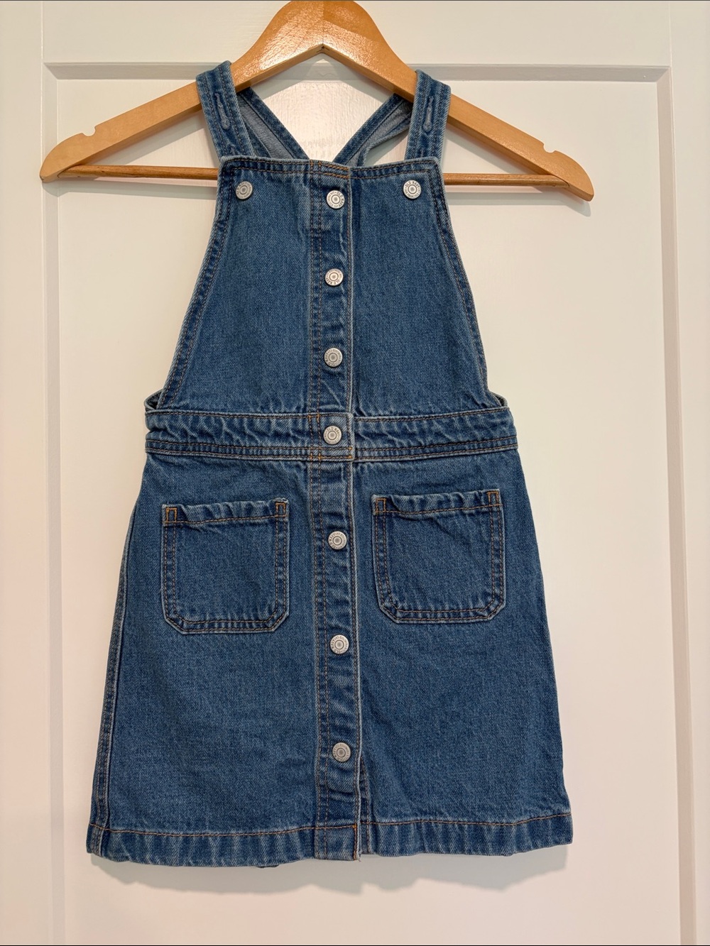 Old Navy Blue Denim Button-Front Overall Dress